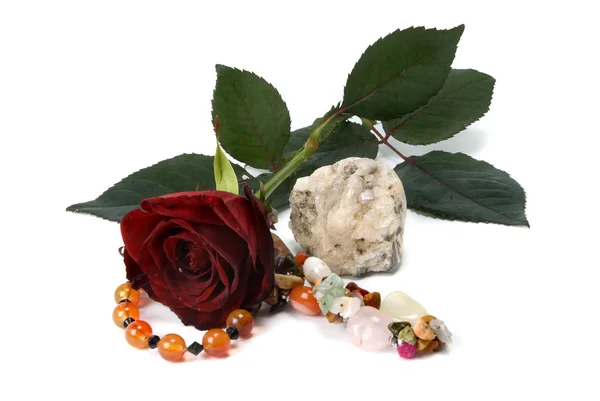Kamienie Szlachetne Rose Białym Tle — Zdjęcie stockowe