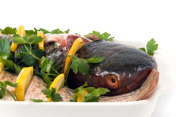 Fish Ready Baking Pan — Stock Photo, Image