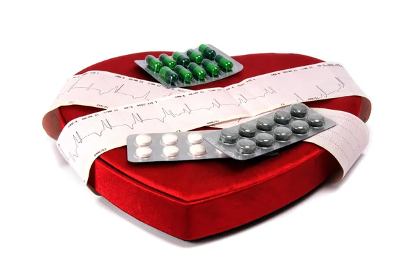 Box Heart Pills — Stock Photo, Image