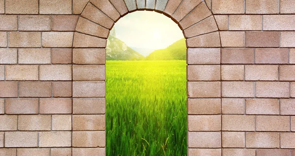 Arch från tegelstenar. — Stockfoto