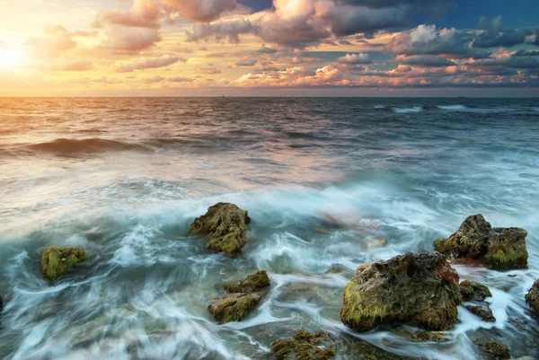 Prachtige zonsondergang aan zee — Stockfoto