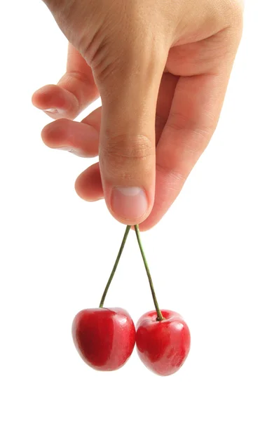 Sweet chery in hand — Stock Photo, Image