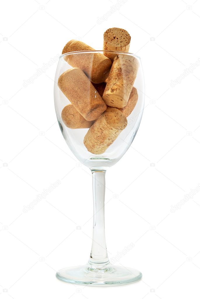 Wineglass with corks