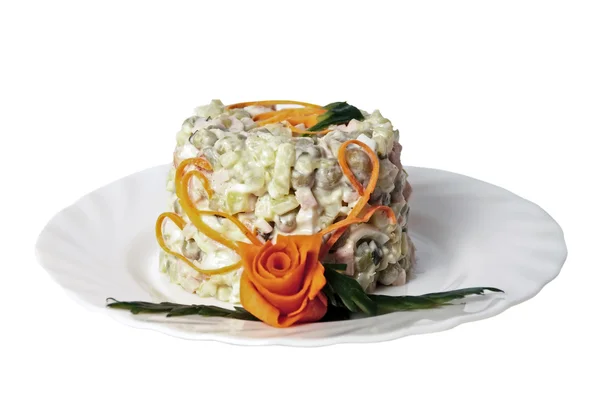 Salade Bœuf Hiver Amuse Gueule Gourmet Fond Blanc Isolé — Photo