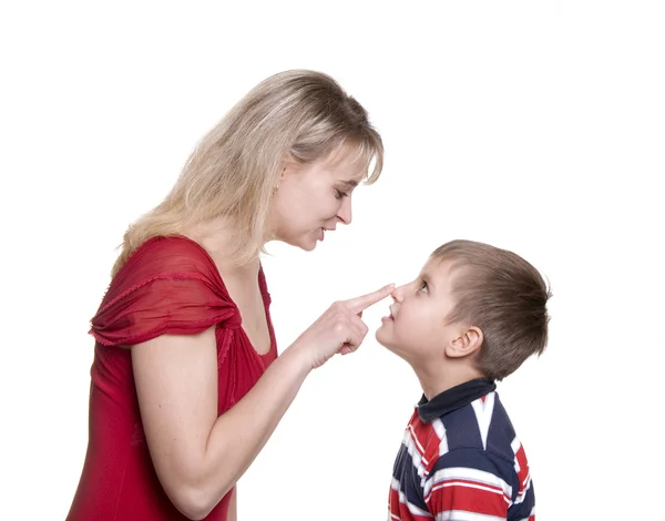 Mother with son on wite — Stock Photo, Image