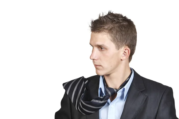 Portrét mladého muže v obleku zblízka — Stock fotografie