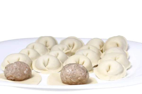 Siberian crude handmade dumplings — Stock Photo, Image