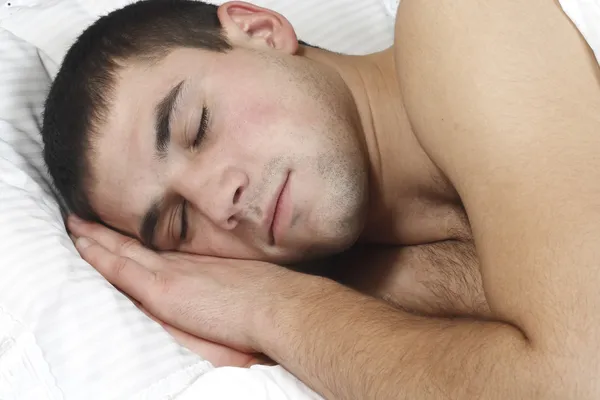 Pessoa Dormindo Homem Closeup — Fotografia de Stock