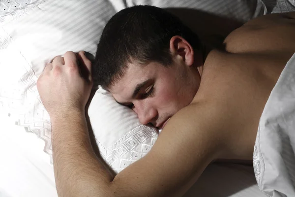 Pessoa dormindo homem closeup — Fotografia de Stock