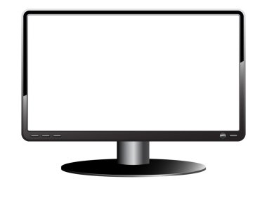 Computer Monitor with blank white screen. Isolated on white back