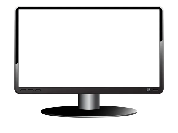 Computer Monitor with blank white screen. Isolated on white back — Stock Vector