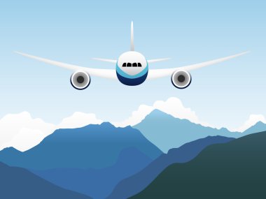 Vector illustration of the aircraft in the sky clipart