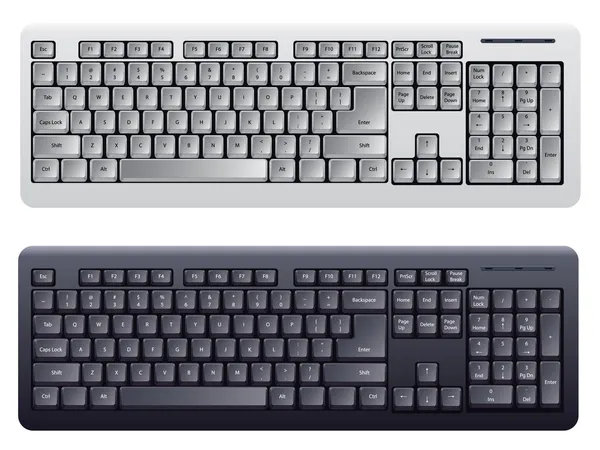 Computer keyboard in witte en zwarte kleur — Stockvector