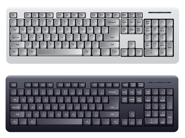 Computer keyboard in white and black color