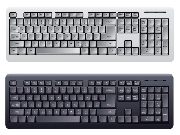 白と黒の色のコンピューターのキーボード — ストックベクタ