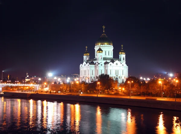 Του καθεδρικός ναός Σωτήρος Χριστού στη Μόσχα τη νύχτα — Φωτογραφία Αρχείου