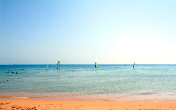 Krajobraz Złoty Piasek Plaży Surfing Morze — Zdjęcie stockowe