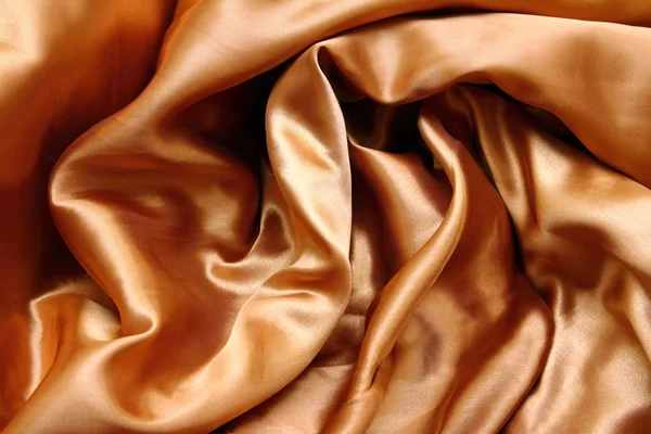 Ouro Crumpled Seda Tecido Texturizado Fundo — Fotografia de Stock