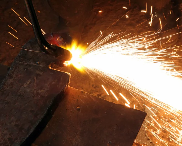 stock image metall detail cutting with acetylene welding close-up