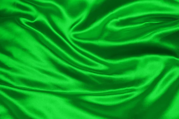Grön Skrynklade Sidentyg Texturerat Bakgrund — Stockfoto