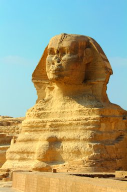 view on famous ancient egypt sphinx in Giza clipart