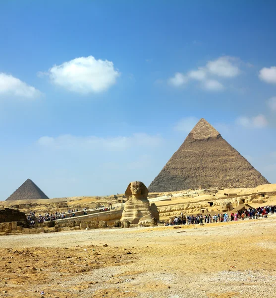 Berühmte Ägyptische Pyramide Und Sphinx Giza — Stockfoto