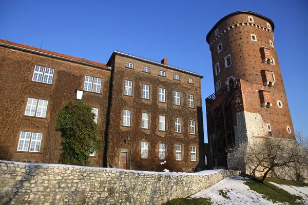在克拉科夫 波兰老皇家瓦维尔城堡的塔 — 图库照片