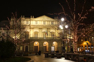 La Scala opera house in night. Milan, Italy clipart