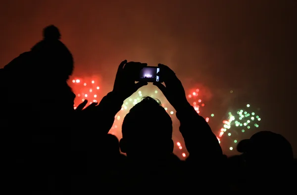 Take a pictures of New Year`s Fireworks — Stock Photo, Image