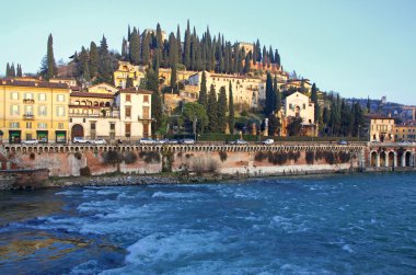 Castel San Pietro and Adige river in Verona clipart