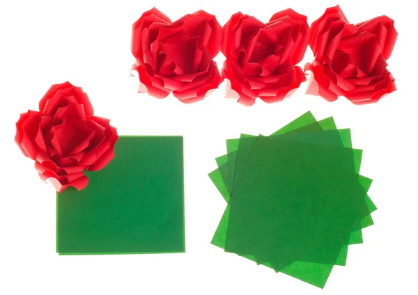 Origami red roses — Stock Photo, Image