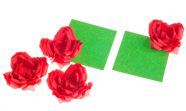 종이 접기 빨간 장미 — 스톡 사진