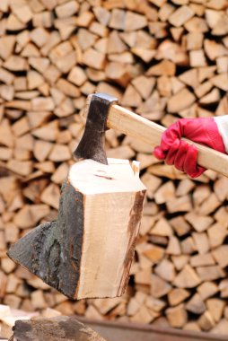 Firewood with axe clipart