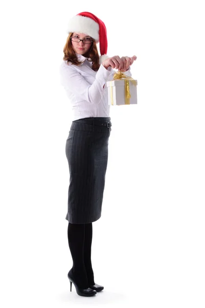 Office santa girl — Stock Photo, Image