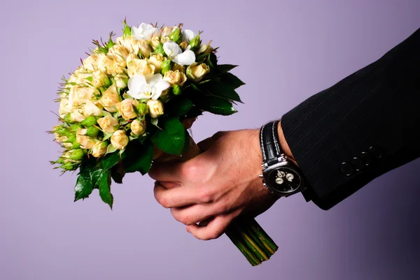 Svatební broskvová kytice — Stock fotografie