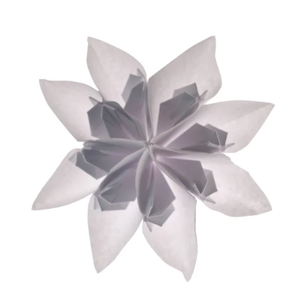Origami vit snöflinga — Stockfoto