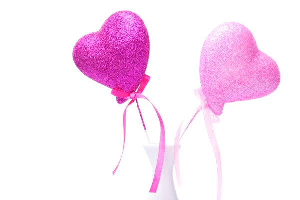 Dois corações cor de rosa — Fotografia de Stock