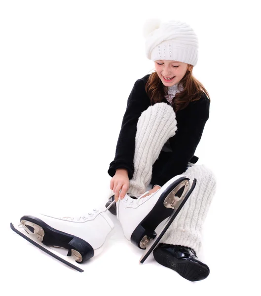 Menina com patins — Fotografia de Stock