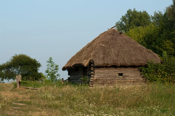 Дерев'яний будинок в селі — стокове фото