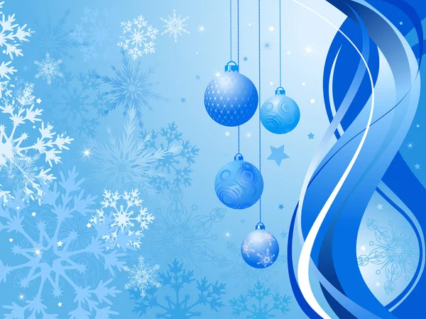 Fundo azul abstrato com bolas de Natal — Vetor de Stock