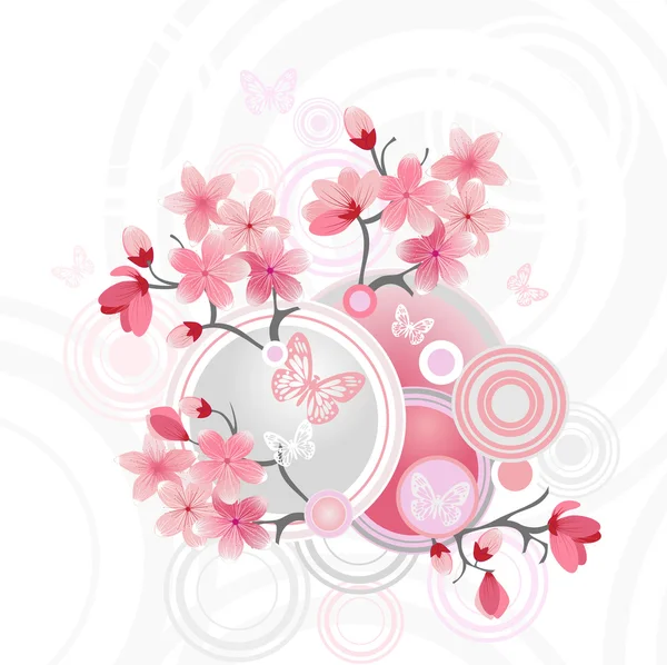 Japon kiraz çiçeği, vektör çizim — Stok Vektör
