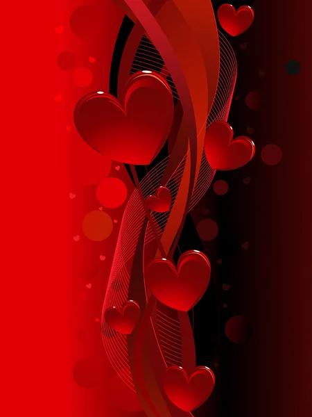 S 日背景黒と赤のバレンタイン — ストックベクタ