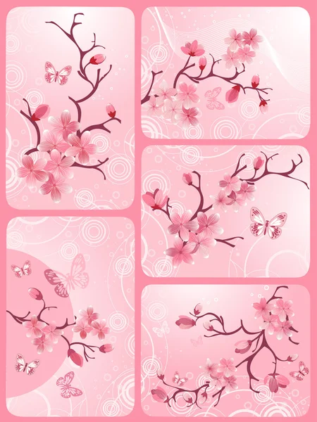 Set de fleurs de cerisier — Image vectorielle