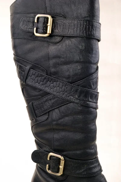 Black shine woman boot — Stock Photo, Image