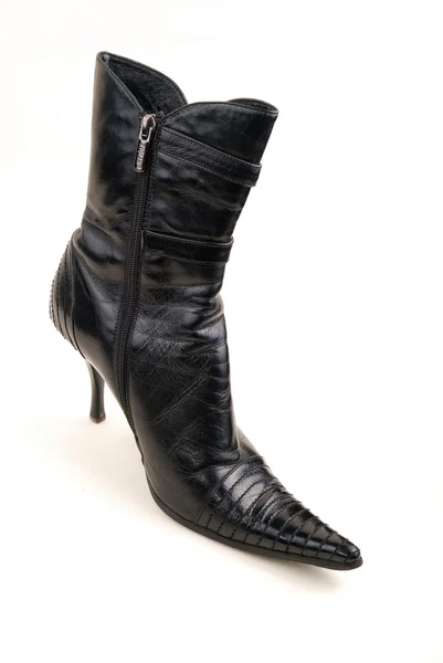 Black shine woman boot — Stok fotoğraf
