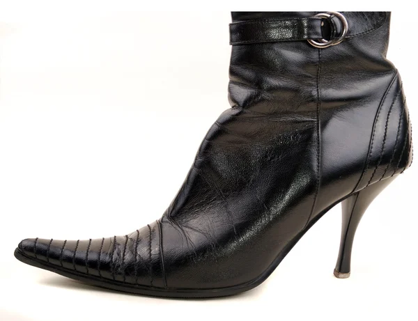 Černá lesk žena boot — Stock fotografie