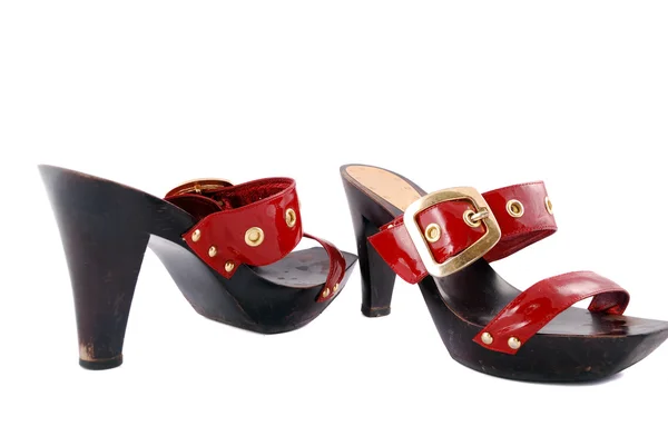 Röda kvinnligt skor — Stockfoto