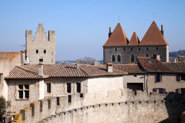 Walls and tower of the medieval castle clipart