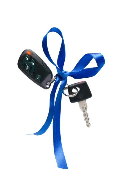 stock image Car ignition key with security system, isolated on white