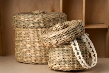 Two wattled baskets clipart